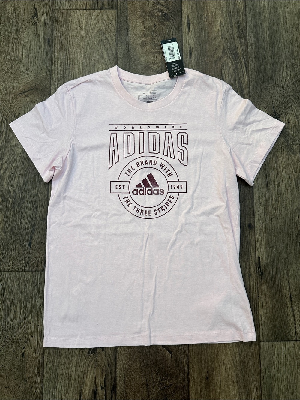 Adidas Regular Fit 100% Cotton Sporty T-Shirt Women’s Size M Pink